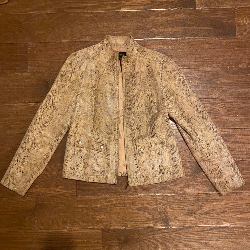 Alfani leather snake print jacket size small